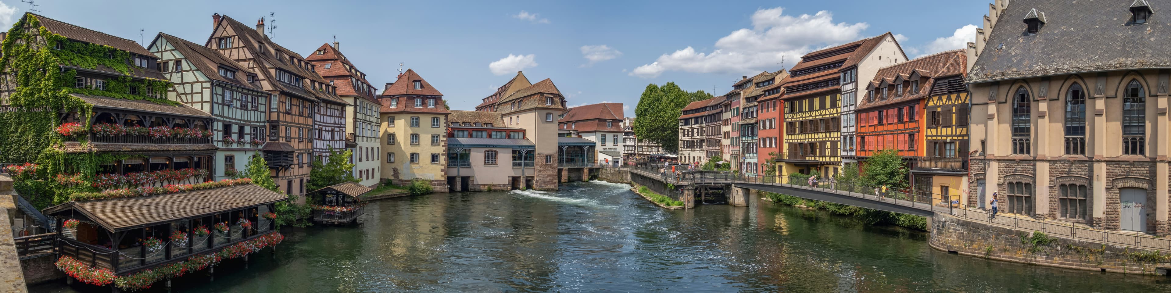 Colourful houses along a canal in Strasbourg
